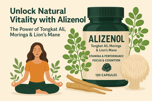 Unlock Natural Vitality with Alizenol: The Power of Tongkat Ali, Moringa & Lion’s Mane