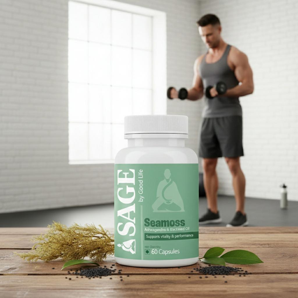 Sage Sea Moss Capsules: Empowering Men's Health with Ashwagandha, Black Seed, and Vitamin D3