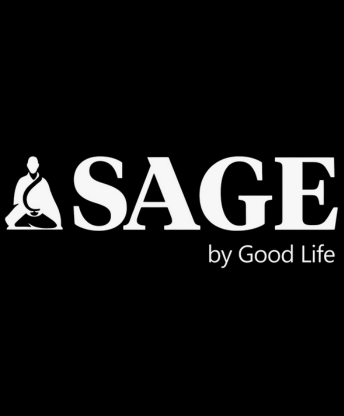 SAGE by Good Life logo on a black background