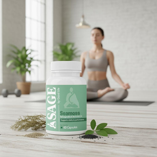 Sage Sea Moss Capsules: Comprehensive Wellness Powered by Ashwagandha, Black Seed, and Vitamin D3