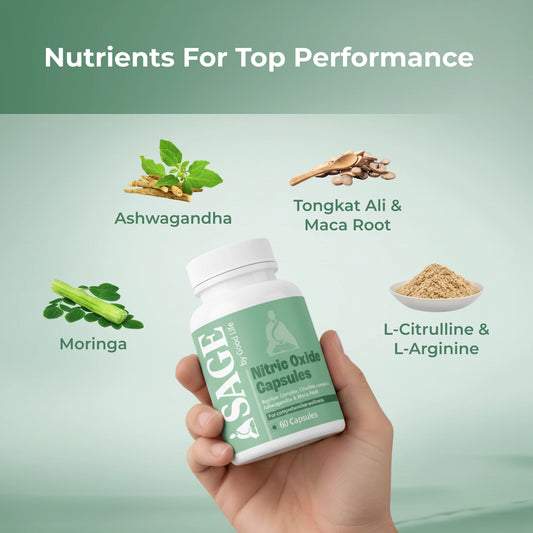 Sage Nitric Oxide Capsules for Size, Bedroom Game & Circulation with L-Arginine, L-Citrulline & Adaptogens