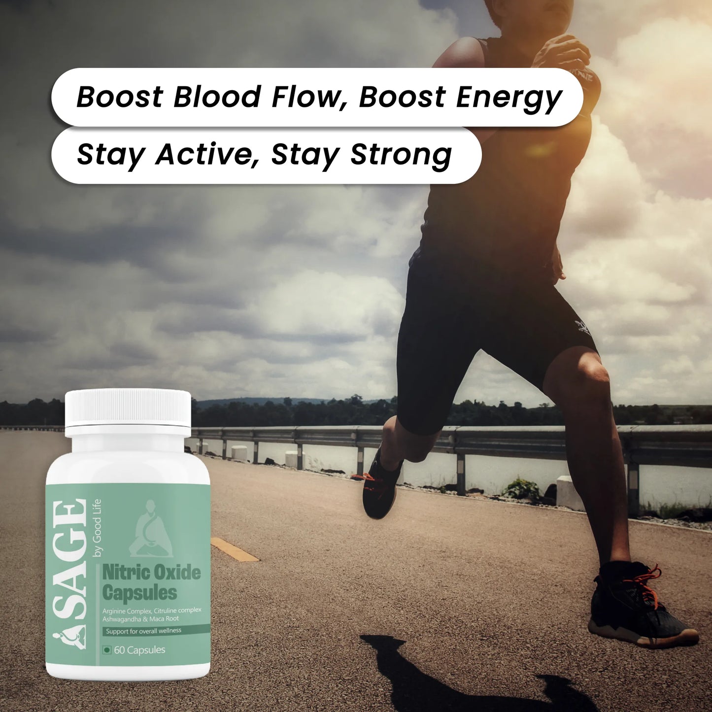 Sage Nitric Oxide Capsules for Size, Bedroom Game & Circulation with L-Arginine, L-Citrulline & Adaptogens