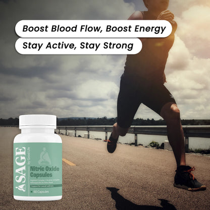 Sage Nitric Oxide Capsules for Size, Bedroom Game & Circulation with L-Arginine, L-Citrulline & Adaptogens