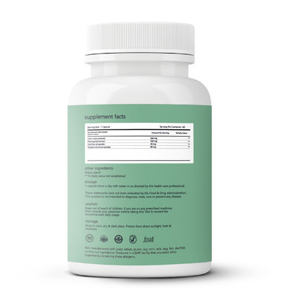Sage Alizenol supplement bottle back label showing ingredients, dosage, supplement facts, and certifications