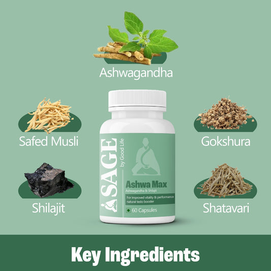 Sage Ashwa Max Capsules: Powered with Shilajit & Safed Musli