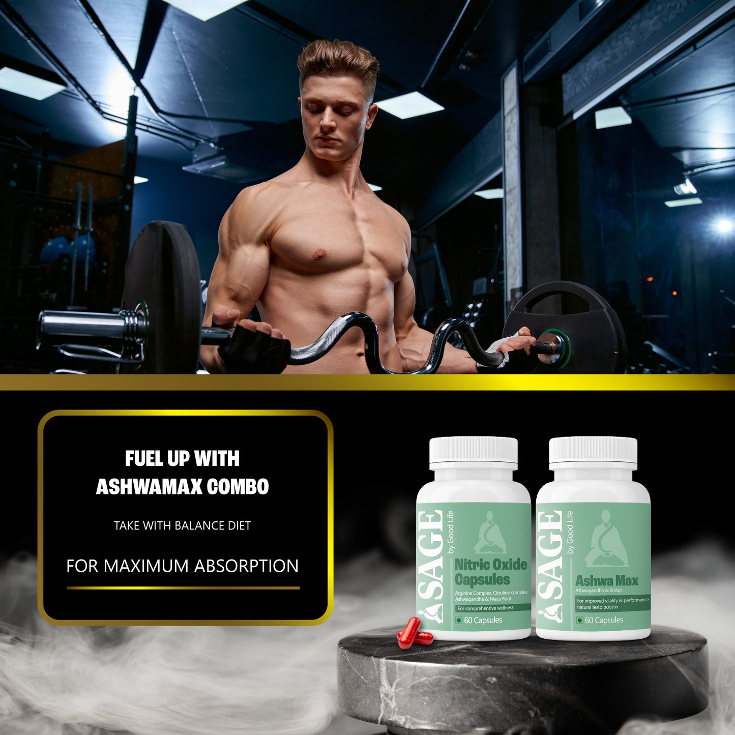 Power Max Combo: Powered by Nitric Oxide & Ashwa Max Capsules