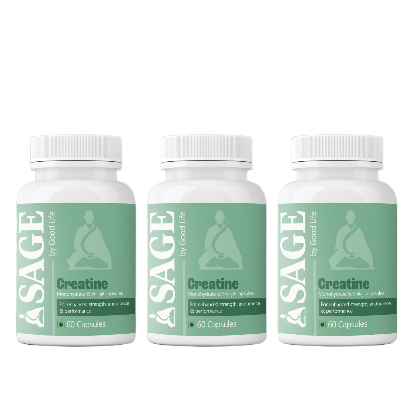 SAGE Creatine with Shilajit – 60 Capsules for Strength & Endurance