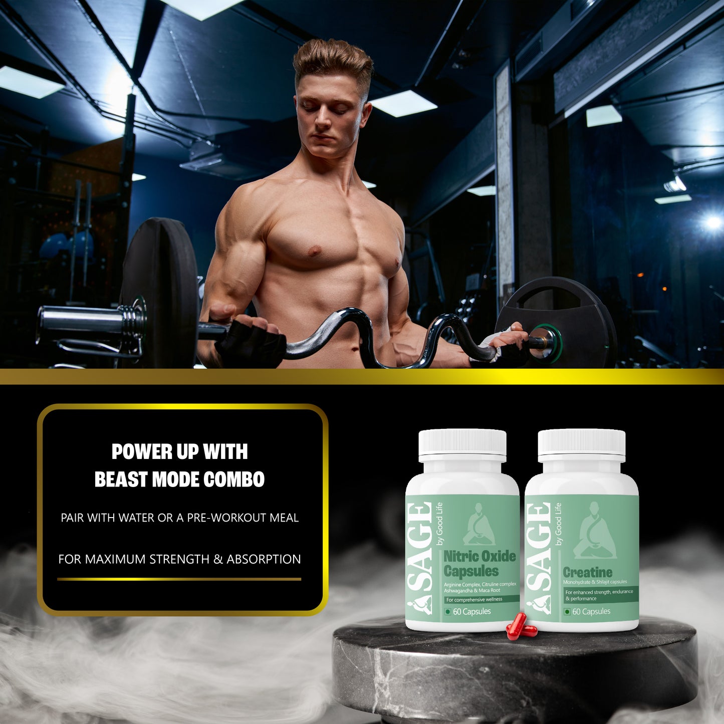 Beast Fuel Combo: Powered by Nitric Oxide & Creatine Capsules