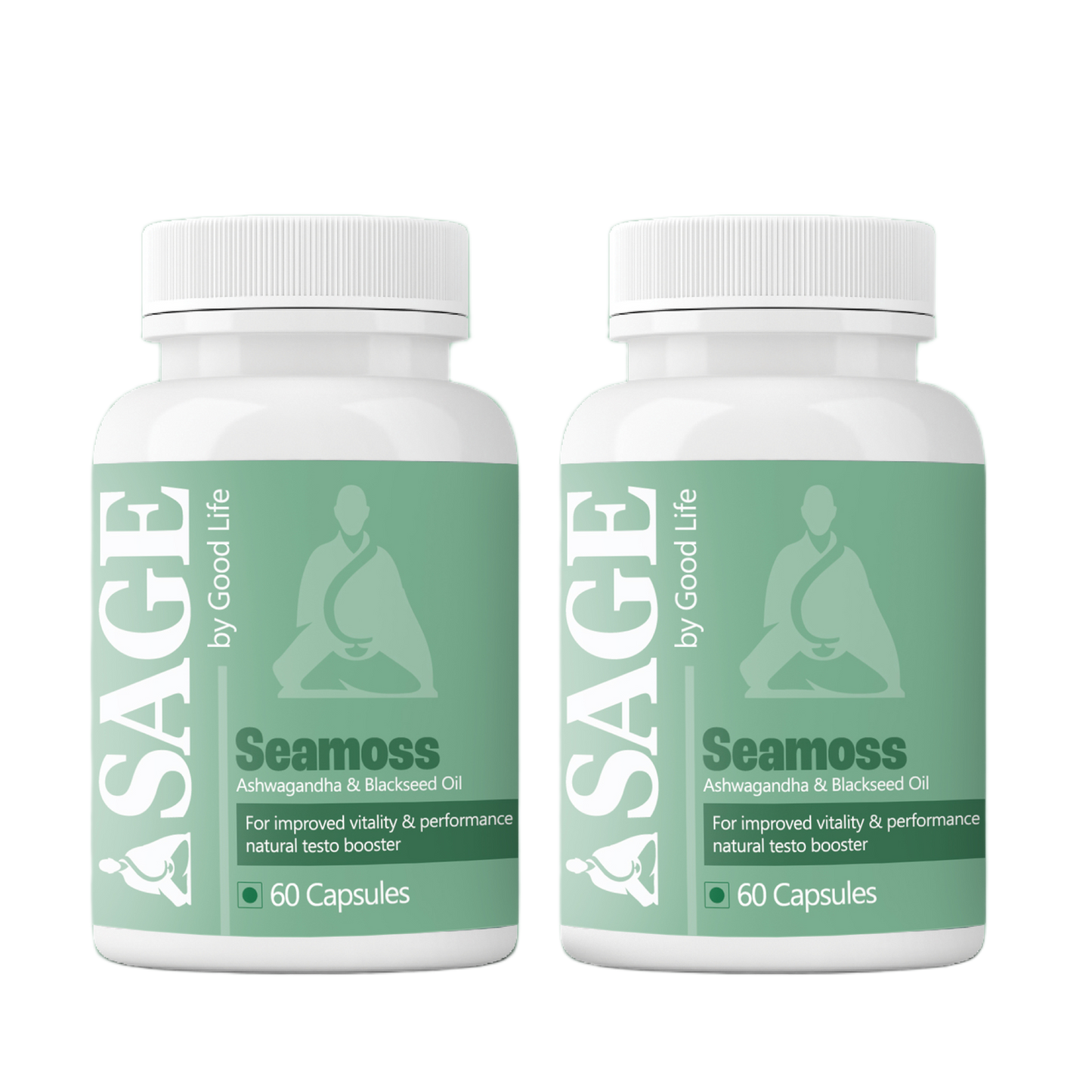 60 SAGE Seamoss Capsules, Twin Pack for Performance & Vitality

