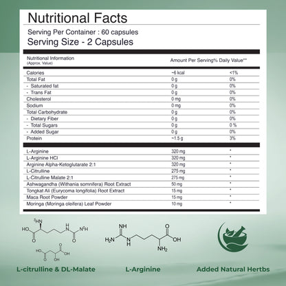 Sage Nitric Oxide Capsules for Size, Bedroom Game & Circulation with L-Arginine, L-Citrulline & Adaptogens