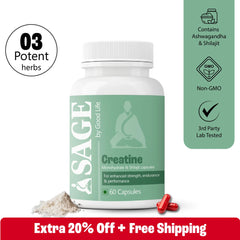 Sage Creatine Monohydrate Capsules: Powered with Shilajit