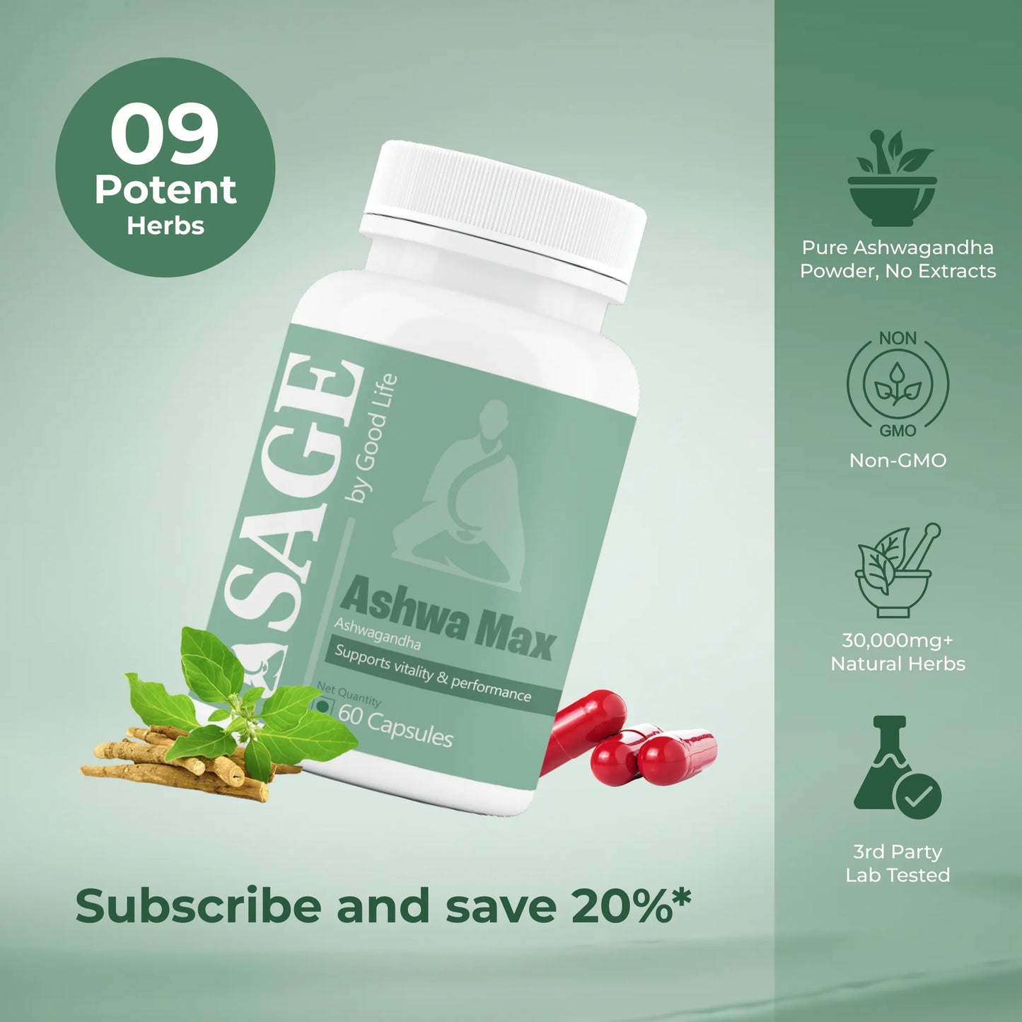 Sage Ashwa Max Capsules: Powered with Shilajit & Safed Musli
