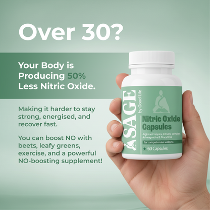 Sage Nitric Oxide Capsules for Size, Bedroom Game & Circulation with L-Arginine, L-Citrulline & Adaptogens